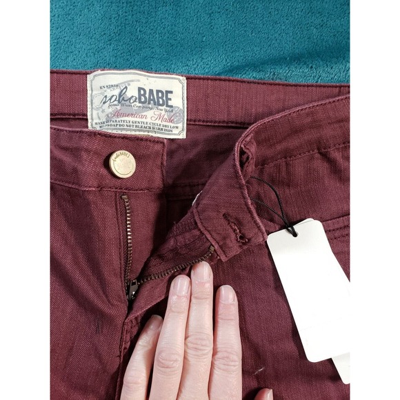Soho Babe Jeans Sz 7 Womens Red Mid Rise Skinny Distressed Stretch Ladies NWT - Picture 6 of 14